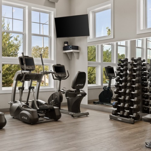 a gym with exercise equipment